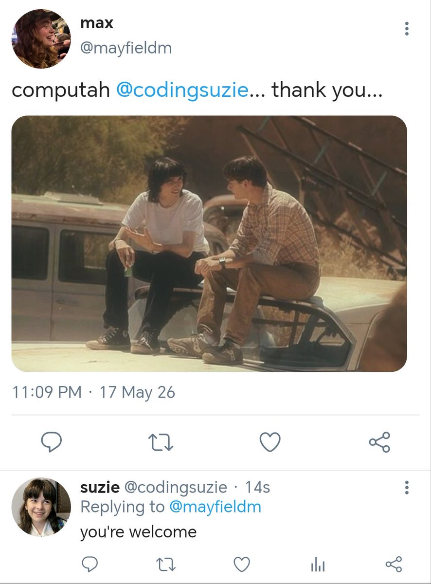 seenstranger's tweet photo. — good job compUTAH

a #byler mini smau in which suzie finally takes the matter into her own hands and does what she does best https://t.co/AGyrwmqXDa
