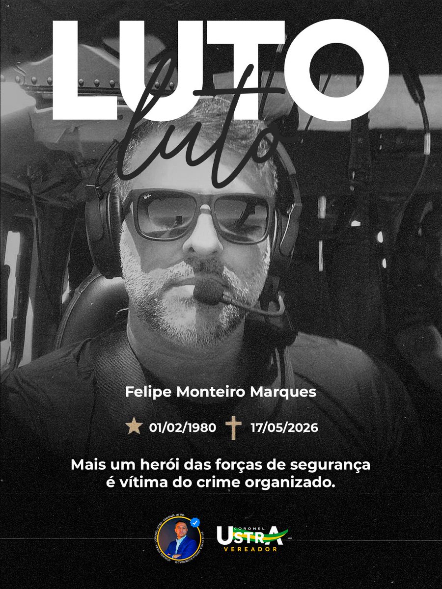 ustramarcelo22's tweet photo. Felipe Marques Monteiro, policial civil e piloto de helicóptero da CORE (Coordenadoria de Recursos Especiais), lutou bravamente desde o dia em que foi baleado durante uma operação policial no Rio de Janeiro, em 2025. Infelizmente, não resistiu às complicações de uma nova cirurgia.

Um profissional que dedicou sua vida à segurança pública e que agora se torna mais um símbolo do preço que nossos agentes pagam diariamente no combate ao crime organizado.

Meus mais sinceros sentimentos à família, aos amigos e aos irmãos de farda. Que Deus o receba e ampare todos os que sofrem com essa perda.