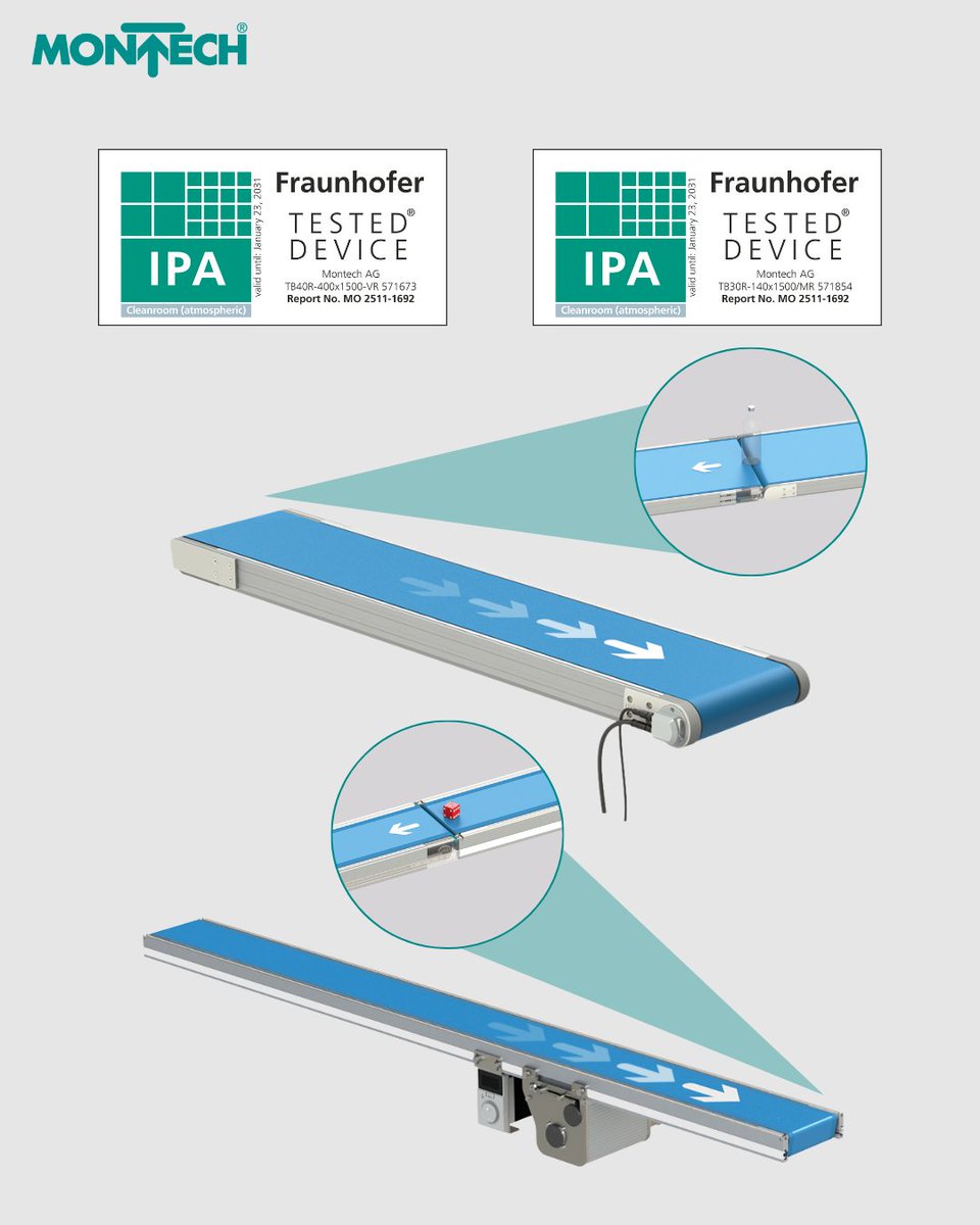 MontechConveyor's tweet photo. We have some new reading material for you: Our new blog post is now online. This time, we take a look at knife edges in cleanrooms and explain the requirements for transferring goods on belt conveyors under controlled conditions. Find out what’s important in the design and how even small or sensitive goods can be transferred safely and reliably from one conveyor line to the next. 

Read now: https://t.co/sjnTzAcoO8

#Cleanroom #ConveyorTechnology #KnifeEdge #Automation #MaterialHandling