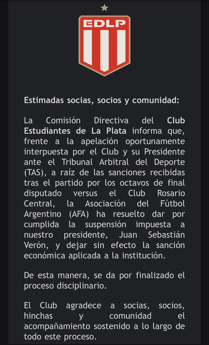 bilardista's tweet photo. La AFA levanta la sanción a Sebastián Veron tras la apelación del Club en el TAS. De reversa mami https://t.co/d5ZwrfbccD