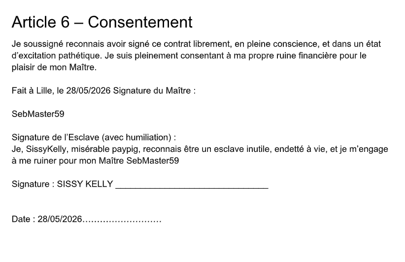 SebMaster59's tweet photo. Pour @Sissykelly2066  c'est un jour spécial
Signature d'un contrat d'endettement de 50 000€ 🥵💸💰💰
Voilà comment je te contrôle. 
Désormais sous contrat, elle me doit tout. https://t.co/HW12mjnG49