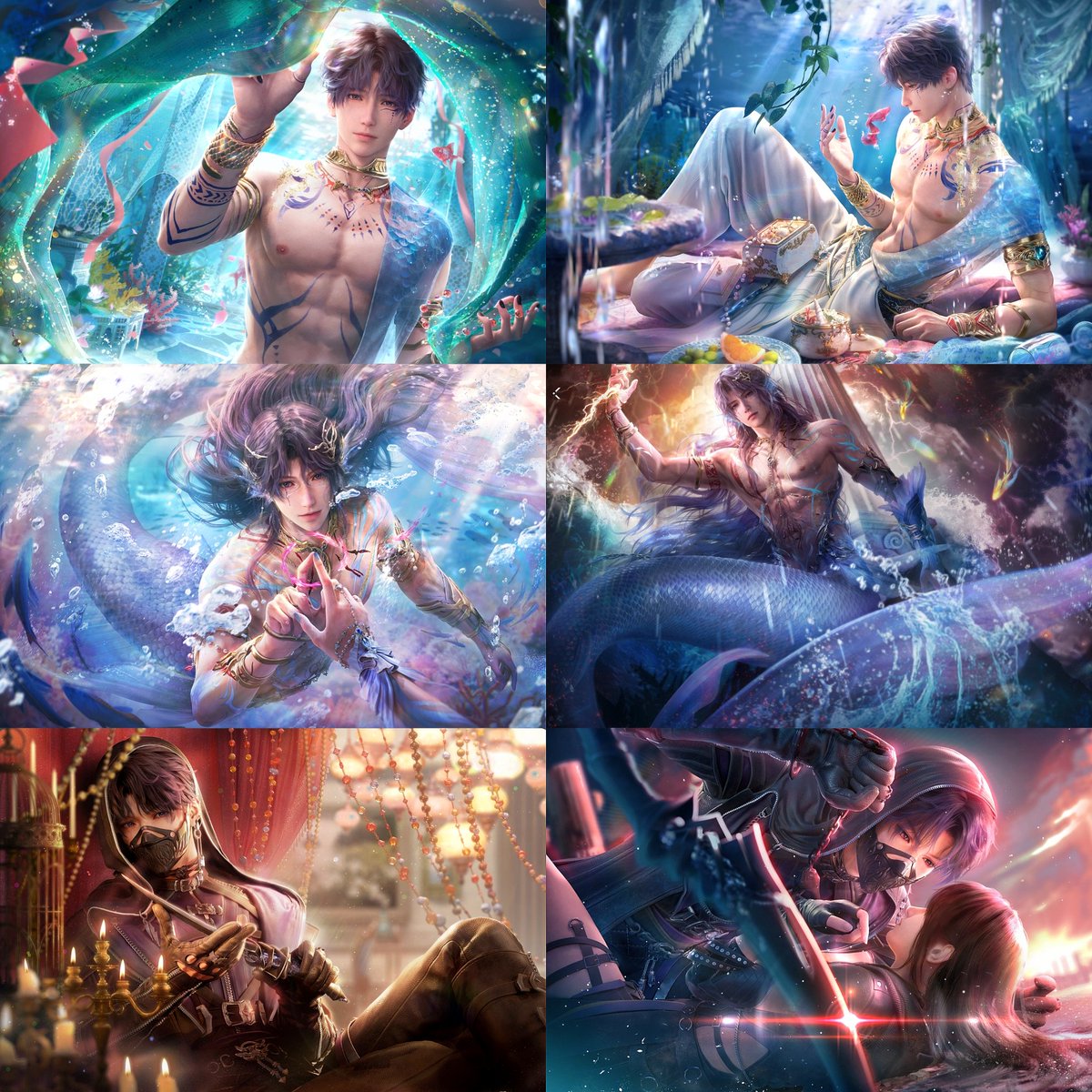 RafayelsSirenS's tweet photo. The beauty of the color palettes &amp; settings for his 4* myth cards 💖✨️ https://t.co/cxMUCLC3dH