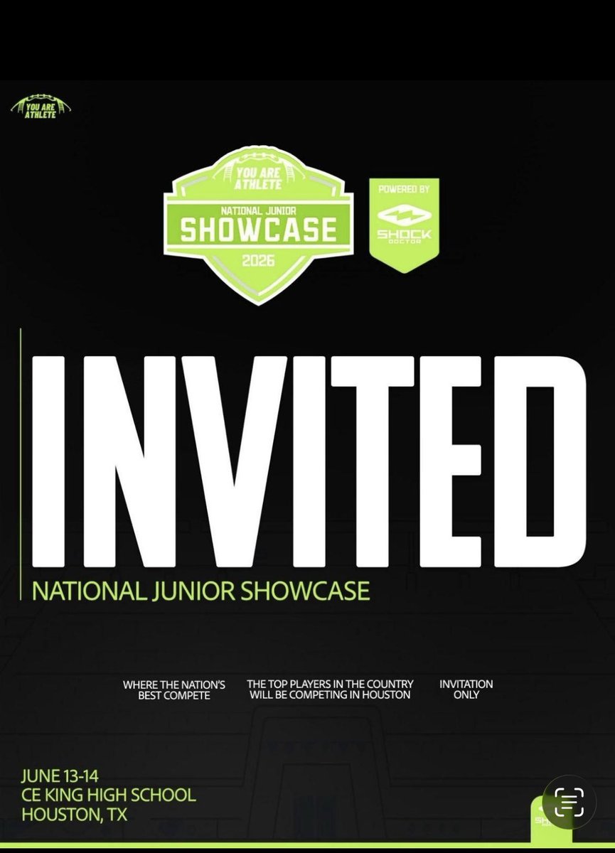 DonaldScottQB's tweet photo. Thank You to @youareathlete and @ShockDoctor for the invite to the national showcase! 

I appreciate the opportunity to compete. 

Unfortunately I won’t be able to attend! I’ll be at  @BUFootball and @CowboyFB those days! 

Good luck to everyone attending 🫡!
#betonyourself @Shaun_Rut
