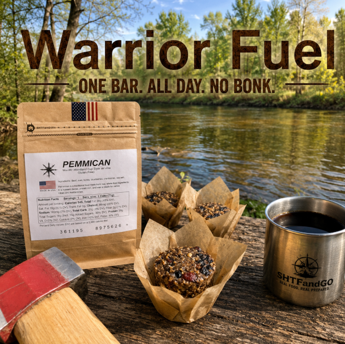 SHTFandGO's tweet photo. Warrior Fuel Pemmican 545 Calories of Protein. 1/3 Lbs of Grass Fed Beef, Zero Junk.