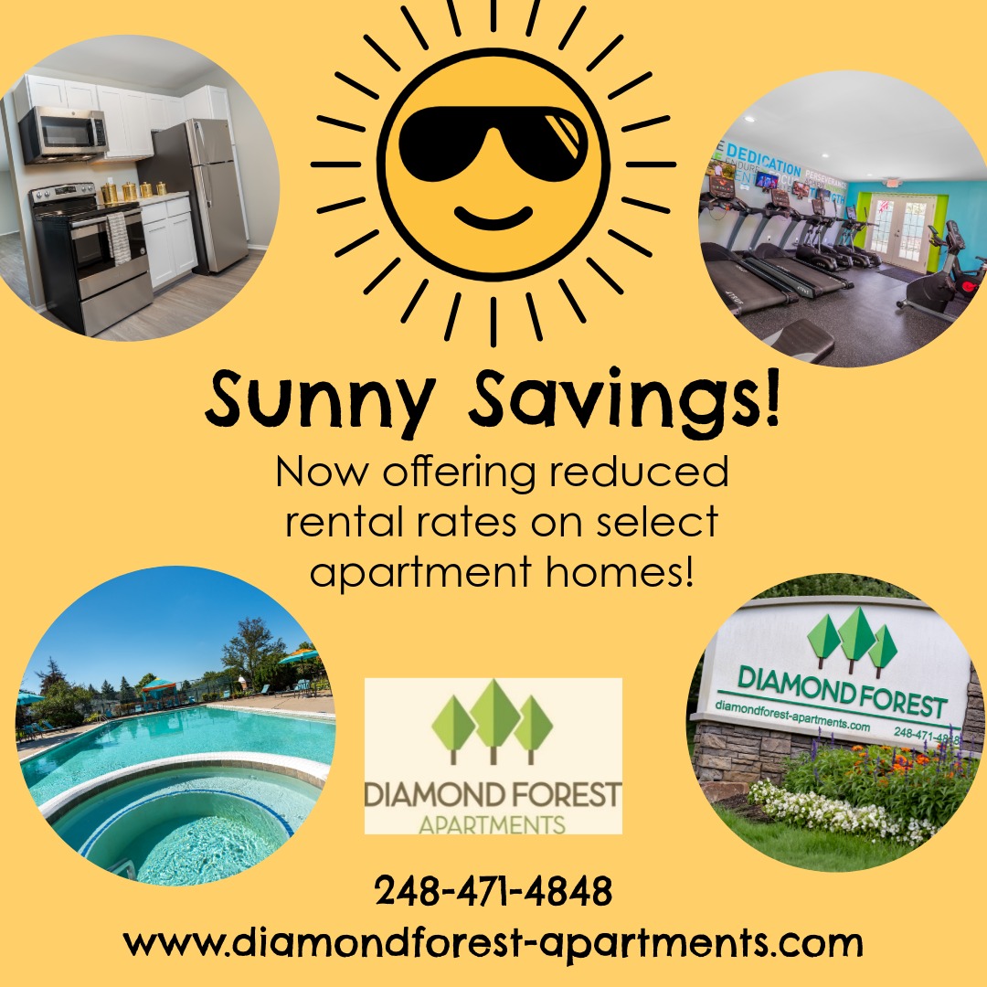 DiamondForestMI's tweet photo. ✨🏡 Reduced rental rates are now available on select apartment homes but they won’t last long! Make your move today and find the space you’ve been looking for at a price you’ll love. 💫 #ApartmentLiving #MoveInSpecial #NewHome #LimitedTimeOffer #hayman https://t.co/OVpyA3cBc8