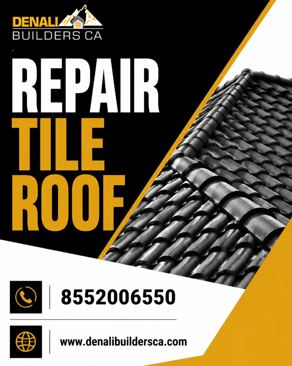 ca_denali's tweet photo. Need expert Repair Tile Roof services? 🔨🏠
Denali Builders &amp; Roofing fixes cracked tiles, leaks &amp; roof damage quickly and professionally.

🌐 Denali Builders &amp; Roofing
📞 855-200-6550
#RepairTileRoof #RoofRepair #TileRoof #RoofingContractor https://t.co/V55cq0kmS4