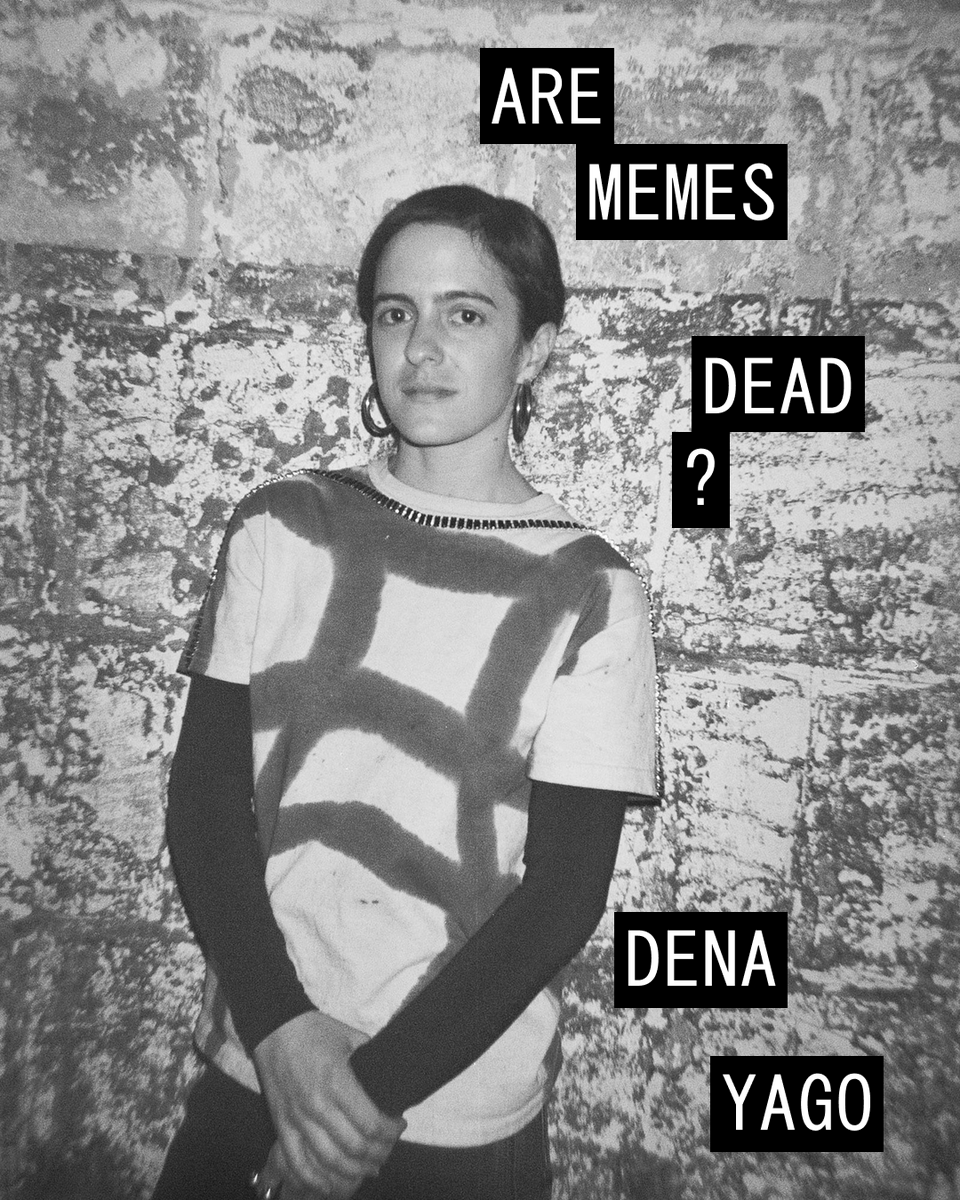 spike_art's tweet photo. “If memes feel dead, it’s because they’re no longer distinct from cultural discourse; they ARE the discourse. They’ve dissolved into the operating system of how we communicate, and gotten into our mouths and our bodies in ways a static image macro never could.” – @khole_dena https://t.co/ZzUeJ4Z2IU