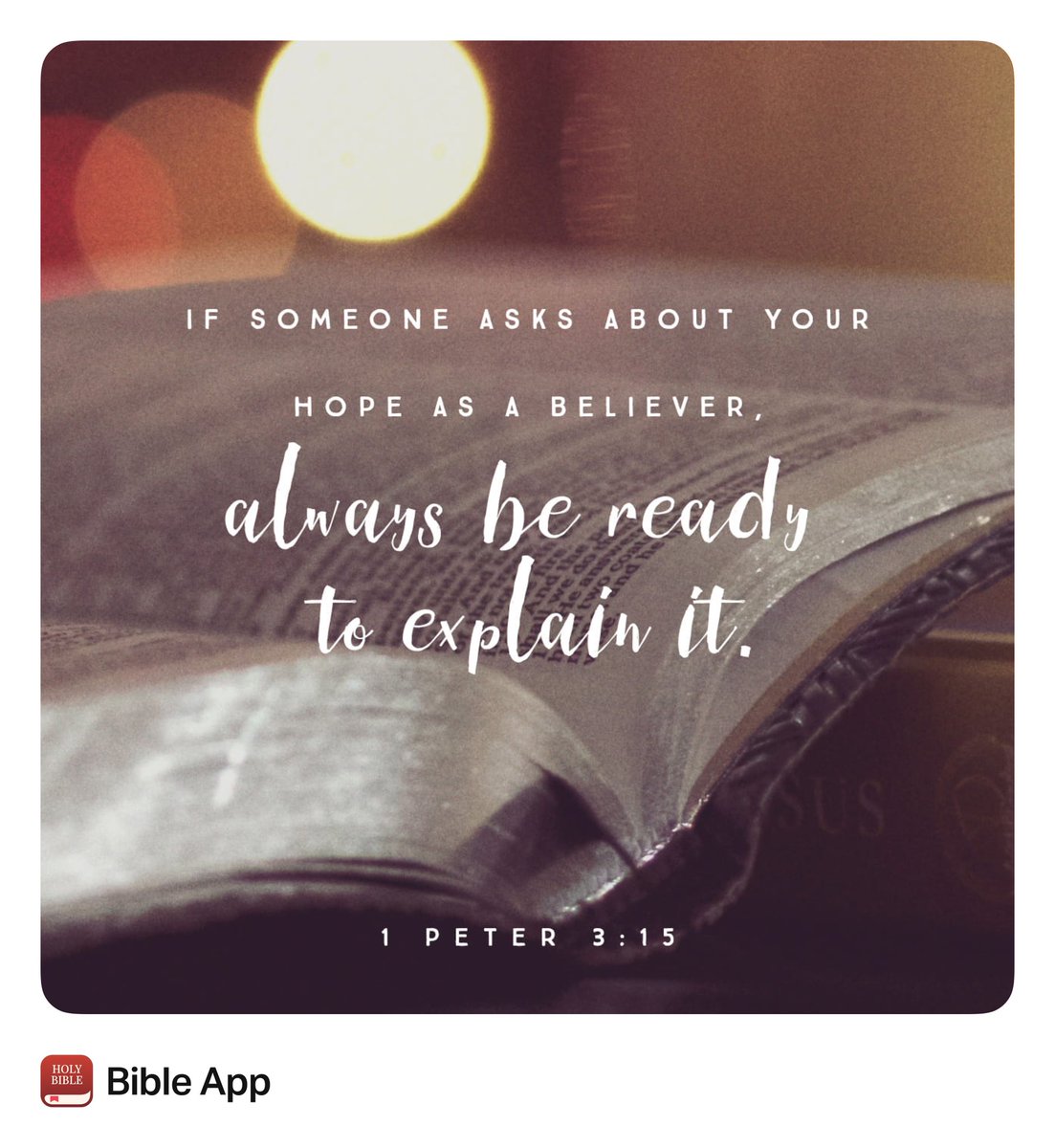 EmersonRobles's tweet photo. “Honren a Cristo como Señor, y estén siempre dispuestos a explicarle a la gente por qué ustedes confían en Cristo y en sus promesas. 1 Pedro 3:15 #Godisgood https://t.co/4y3M3YXWQS