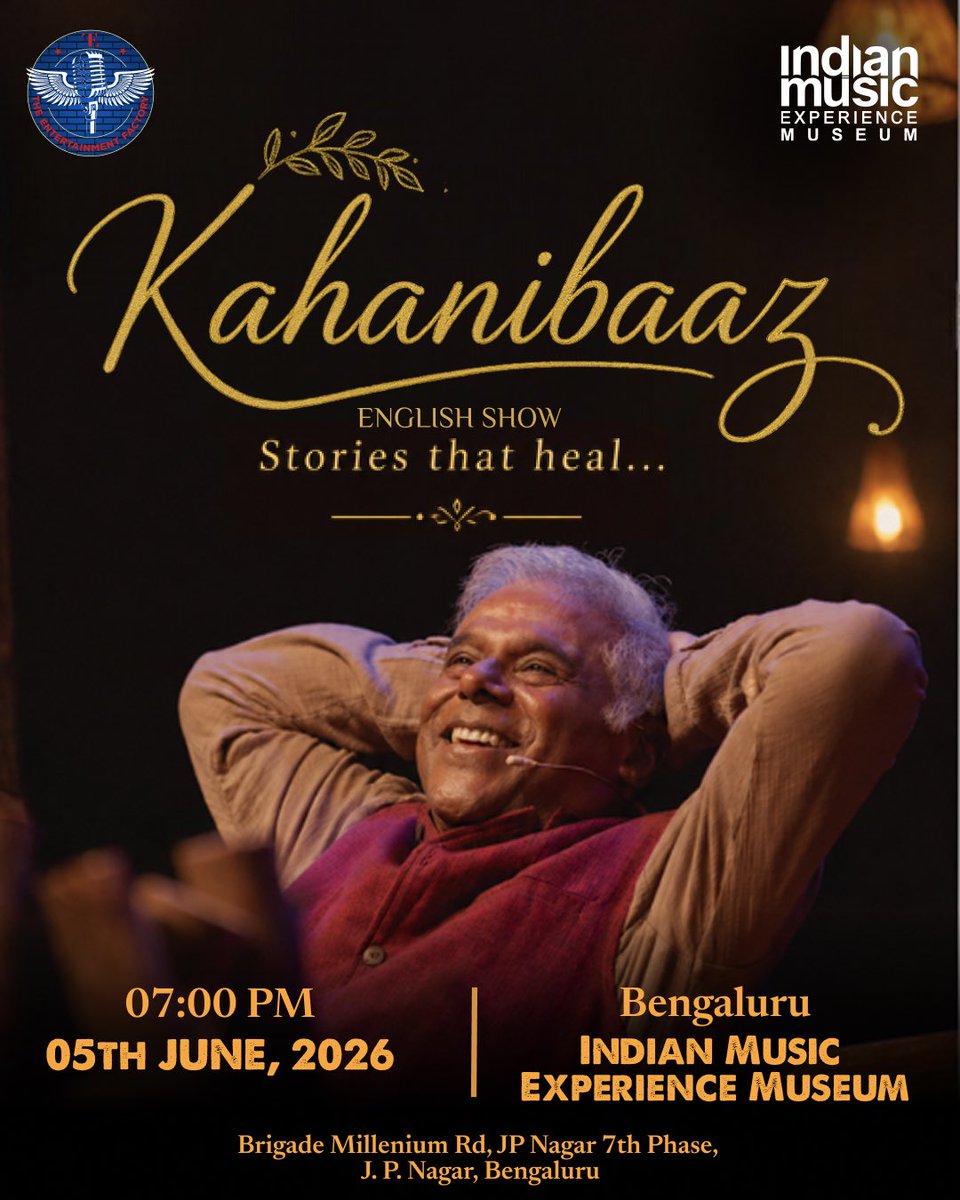 TheEntFactory's tweet photo. Some evenings entertain you.
Some evenings stay with you forever ✨

“Kahanibaaz” — an English storytelling experience by Ashish Vidyarthi, where every story touches the heart and leaves you with a smile, a thought, and maybe even a little healing ❤️ https://t.co/5Pr5uWJj9y