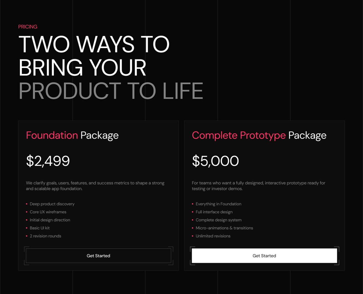 KrisDesignHQ's tweet photo. minimal pricing section https://t.co/U4oRREeAbR