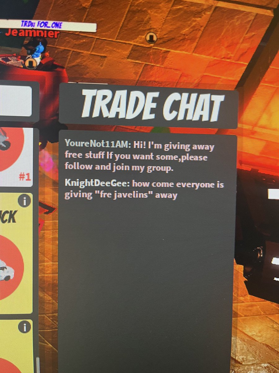 PhantomCloudd's tweet photo. Multiple players are scamming on Trade Island by offering free Javelins and cars. They ask people to subscribe to their channel and join their group, but they don’t give anything, they only send scam links. Clear scam.

Please ban this guy "@omarsharihessawy"
@Roblox @asimo3089 https://t.co/HmqJkAmsEM