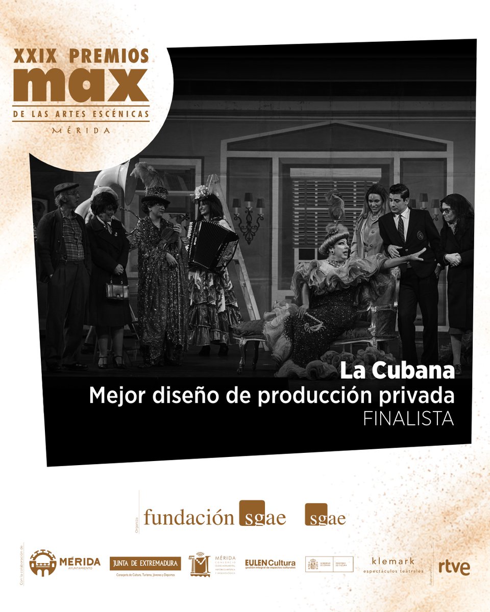 PremiosMax's tweet photo. @naodamores @UallaMusica @CentaureProd @fundaciobrossa @elaedoteatro 🍎 La Cubana | L’amor venia amb taxi

Tomando como base la comedia de enredos L’amor venia amb taxi de Rafael Anglada, La Cubana construye un musical “a la cubana y a la catalana” que homenajea el teatro independiente catalán https://t.co/kz8r1sA712