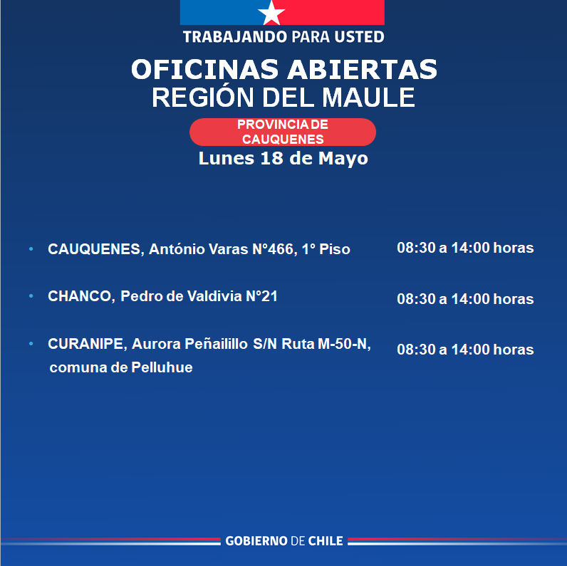 Regcivil_Maule's tweet photo. 🏢 Estas son algunas de nuestras oficinas abiertas en la Región del Maule ✅️
⏰️ Horarios de atención de 08:30 a 14:00 hrs.
Te invitamos a visitar nuestras oficinas a lo largo de la región, realiza tus trámites de manera ágil, segura y oportuna.
Desliza para más información 👉🏼 https://t.co/IlOEEiDjEo
