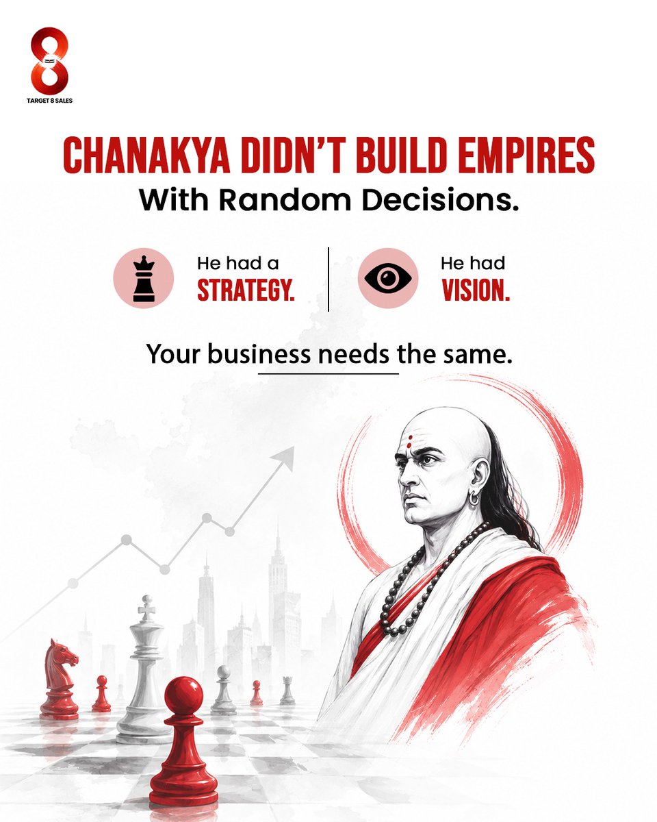 Target8Sales's tweet photo. Chanakya didn’t build empires with random decisions.
He had strategy. He had vision.

Your business needs the same. 
Plan smart. Scale smarter.

#BusinessStrategy #Target8Sales #GrowthMindset #MarketingStrategy https://t.co/BPuQ0lzf4g