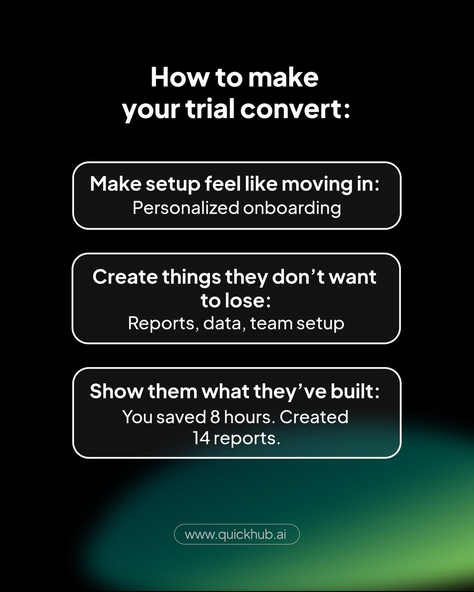 quickhub_1's tweet photo. DM “TRIAL” to experience smarter automation.

Free trials fail without attachment. once users invest time/data, it becomes theirs. That’s where retention starts.

Quick Hub turns trials into habit loops with onboarding, WhatsApp nudges &amp; smart follow-ups.

#QuickHub #Automation https://t.co/FFqbLp77jM