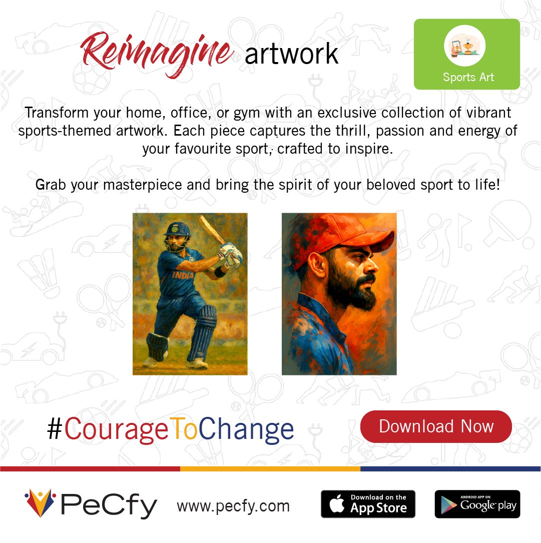 PeCfy_'s tweet photo. Discover a collection of sports-themed artwork that captures the passion and achievement in a whole new way with #PeCfy . Follow us to learn more.
.
Download The App On:
Apple Store - https://t.co/VEIlezCXoB
Google Play - https://t.co/P34zseygEU
.
#SuperApp #SportsTech #SportsArt https://t.co/Fr7GCqQsZA
