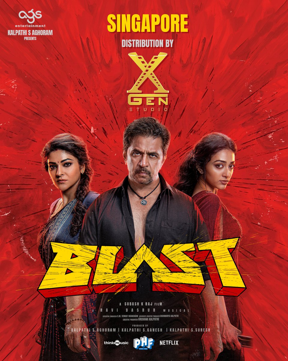 PharsFilm's tweet photo. The #Blast wave is heading to Singapore 💥
Happy to announce XGen Studio as our official distribution partner🔥
#XGenStudios #KalpathiSAghoram #KalpathiSGanesh #KalpathiSSuresh
@archanakalpathi @aishwaryakalpathi @venkat.manickam @agsentertainment
@arjunsarjaa @preity_mukhundhan @abhiramiact @highonkokken @arjunchidambaram @subash_k_raj @ravibasrur @21_arun @pradeeperagav @phoenix_prabu_action_director @veeramaniganesanartdirector @dineshmanoharan17 @actor_vivekprasanna #pawan @actordhileepan_official @actorvinodsagar @balahasanr @tuneyjohn @rmmskr @murugadoss_photography @onlynikil @thetabsofficial AGS28