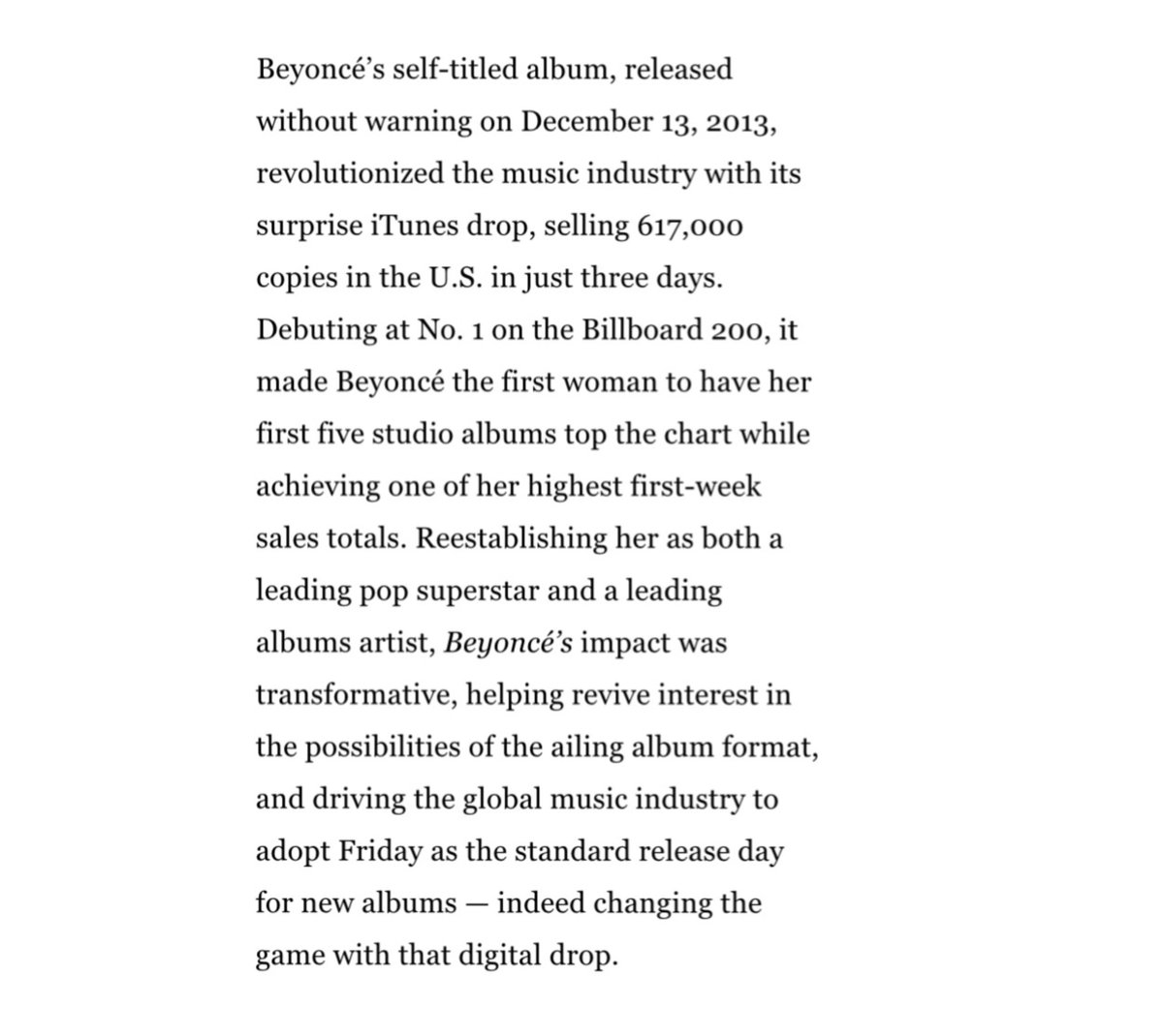 purethiquekj's tweet photo. Billboard lists Beyoncé’s 100 Greatest Pop Star Moments, with her self-titled surprise drop at No. 1. https://t.co/39qXX5yiH1
