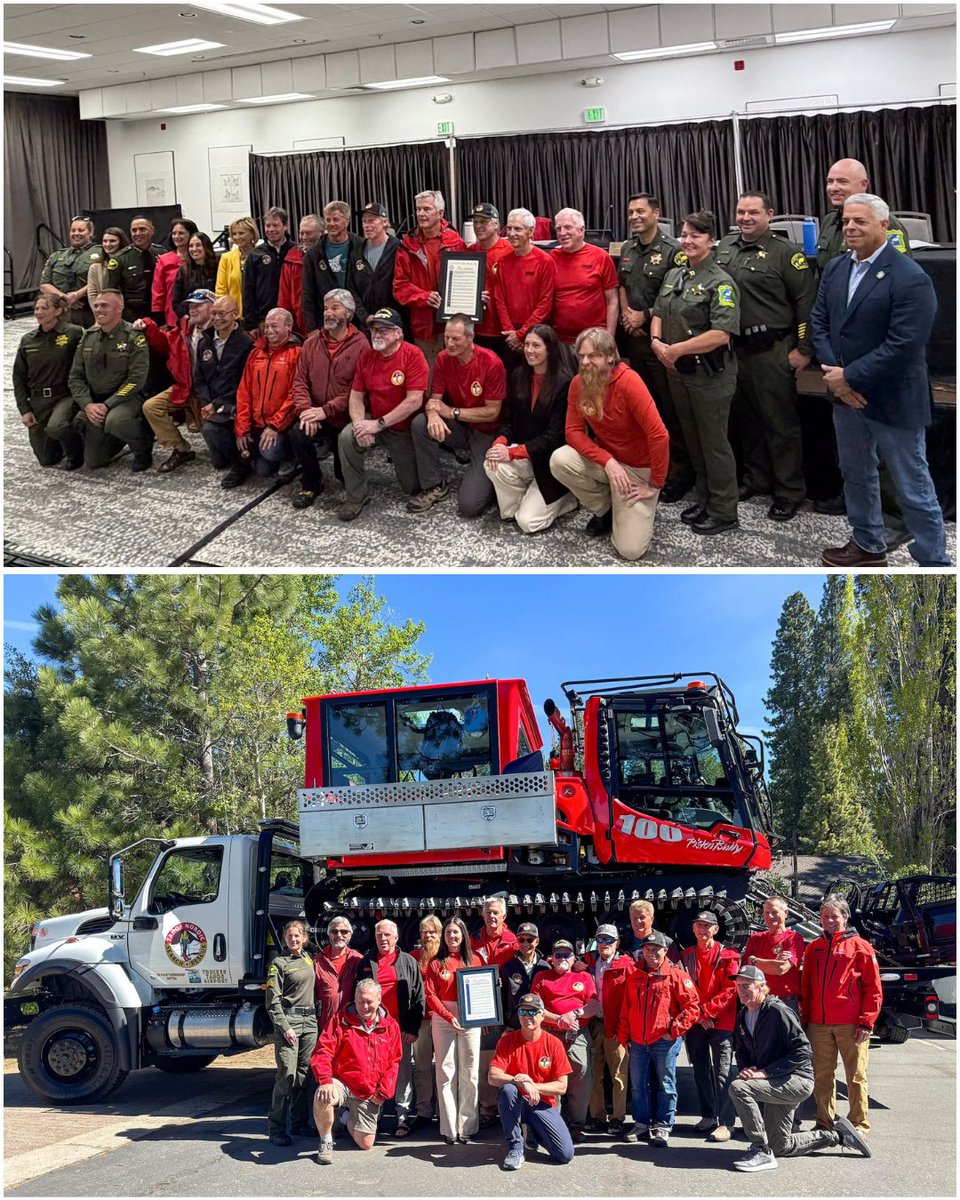 PlacerSheriff's tweet photo. 𝐂𝐚𝐬𝐭𝐥𝐞 𝐏𝐞𝐚𝐤 𝐀𝐯𝐚𝐥𝐚𝐧𝐜𝐡𝐞 𝐑𝐞𝐬𝐩𝐨𝐧𝐬𝐞 𝐇𝐨𝐧𝐨𝐫𝐞𝐝 𝐛𝐲 𝐂𝐨𝐮𝐧𝐭𝐲
Last week, the Placer County Board of Supervisors passed a resolution honoring the lives lost in the February 17 Castle Peak avalanche and formally recognized the extraordinary bravery and work of the Tahoe Nordic Search and Rescue Team, which operates under the Placer County Sheriff’s Office.

The Board also expressed its deepest condolences to all those impacted by this tragic event. In continued gratitude for the efforts of those who worked in extremely dangerous terrain, the Board will be sending a letter to Governor Newsom requesting statewide recognition for their service during the rescue and recovery operation.

The Placer County Sheriff’s Office extends our sincere appreciation to the Tahoe Nordic Search and Rescue Team for their commitment to saving lives in the most challenging conditions.