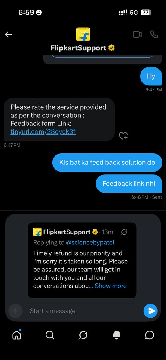 sciencebypatel's tweet photo. @flipkartsupport Ye h massage me response or email update kr di h @Flipkart @flipkartsupport @ConsumerRightX https://t.co/AY5C1vE5on