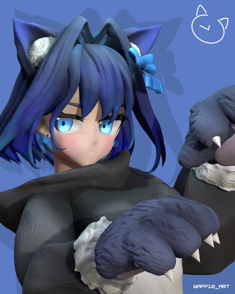 Waff1e_379's tweet photo. Cat Kronii :3 
•
#kronillust #3Dart https://t.co/nr0BJsGtmi