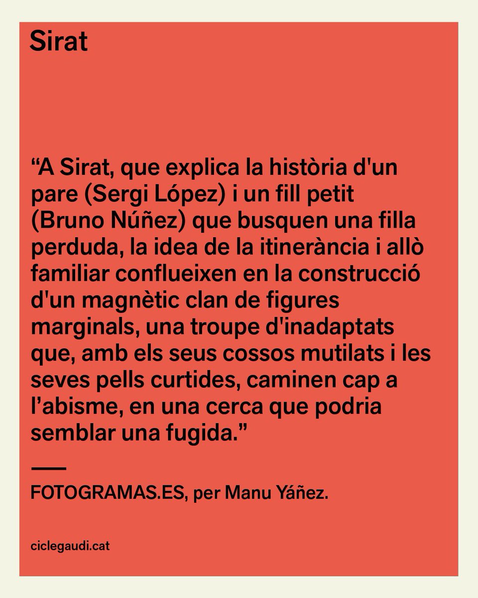 CicleGaudi's tweet photo. ✍🏻 La crítica parla de Sirat
Un recull d'algunes de les opinions sobre la darrera pel·lícula d’Oliver Laxe, una proposta radical i lliure que ha fet camí als grans festivals i premis nacionals i internacionals.

I tu, què en penses de Sirat?

📍Busca la sala més propera a https://t.co/AgWfdLPnFq