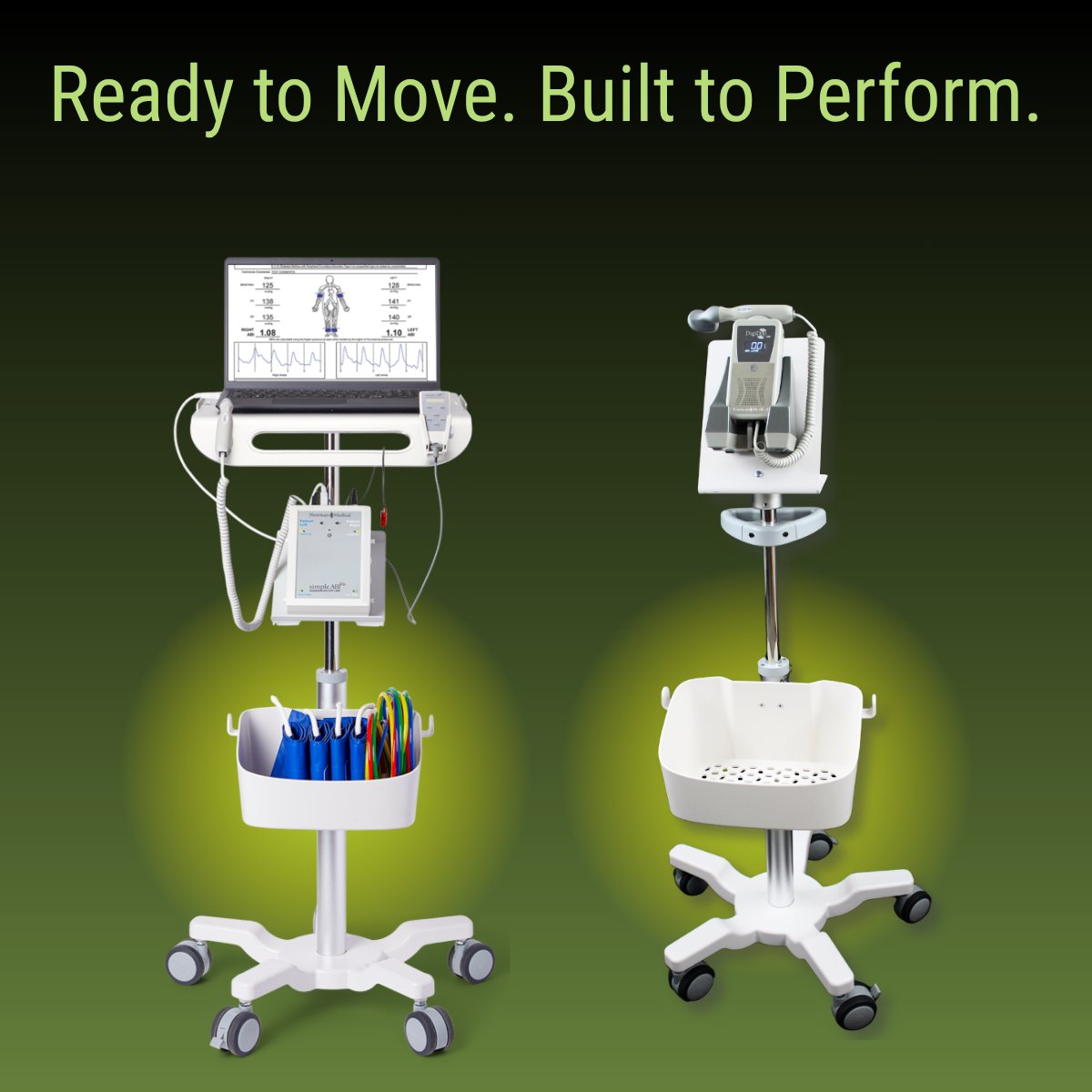 NewmanMedical's tweet photo. Clinic efficiency drops when you are fighting disorganized equipment. Newman Medical Mobile Stands turn your DigiDop and simpleABI systems into fully portable, highly efficient workstations. 

Move quickly between rooms and keep your supplies organized.  

Optimize your workflow: https://t.co/a6grOCK96I

#ClinicalEfficiency #MedTech