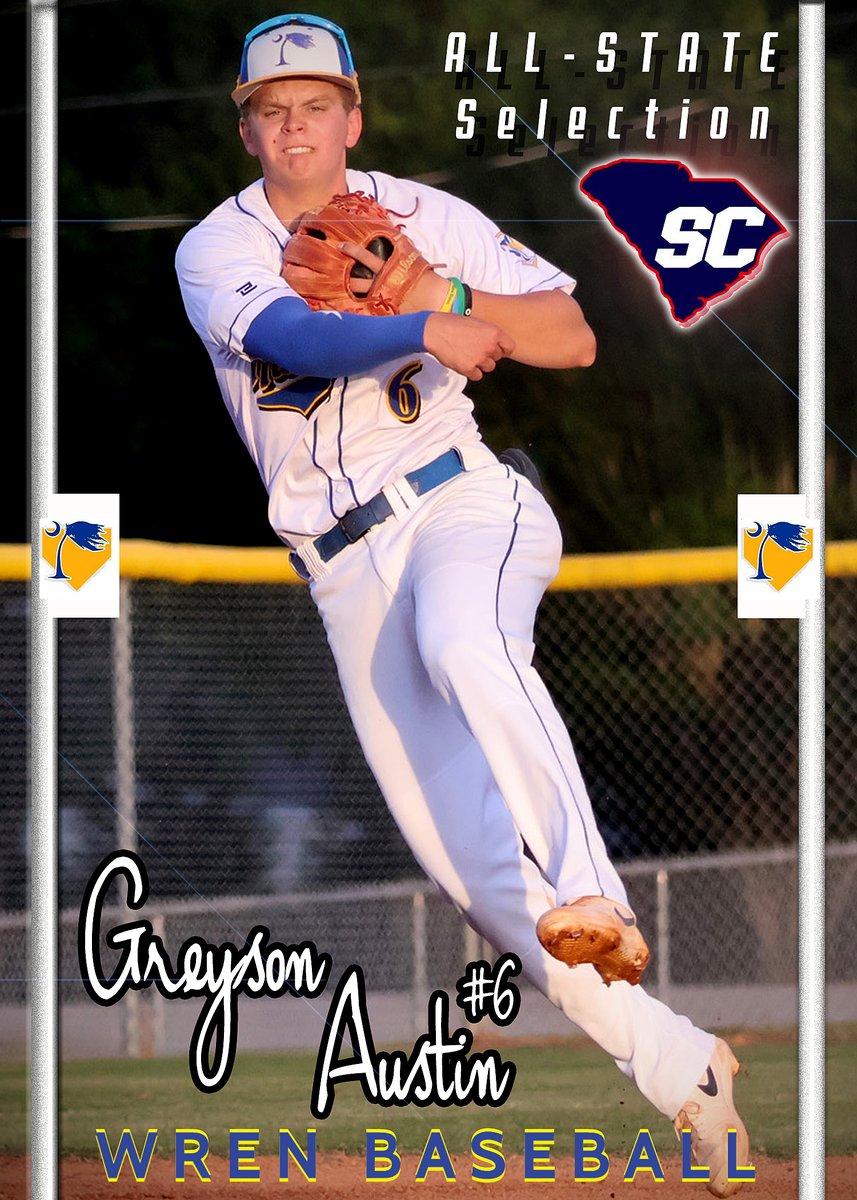 OfficialWren's tweet photo. ⚾🌀 Hurricane Baseball – All-State Honors 💙💛

Congratulations to Hurricane Senior Shortstop Greyson Austin on being selected to the SC Baseball Coaches Association 4A All-State Team! 🌀🔥⚾

A tremendous honor and recognition of an outstanding season for one of the top players in the state. Greyson’s leadership, work ethic, and play on the field have made a huge impact on Hurricane Baseball. 💪

Congratulations, Greyson!