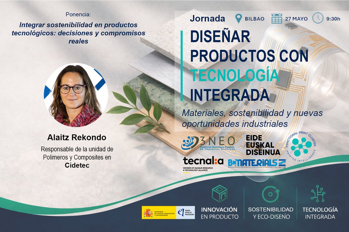 CIDETEC_'s tweet photo. Alaitz Rekondo participará en la jornada "Diseñar productos con Tecnología Integrada".
👉Inscripción: https://t.co/EeAmorWEwl
👉Más información: https://t.co/HArrunjXOW
#CidetecSurfaceEngineering #SkinOfThings #CIDETEC #PrintedElectronics https://t.co/7vKDAZyolb