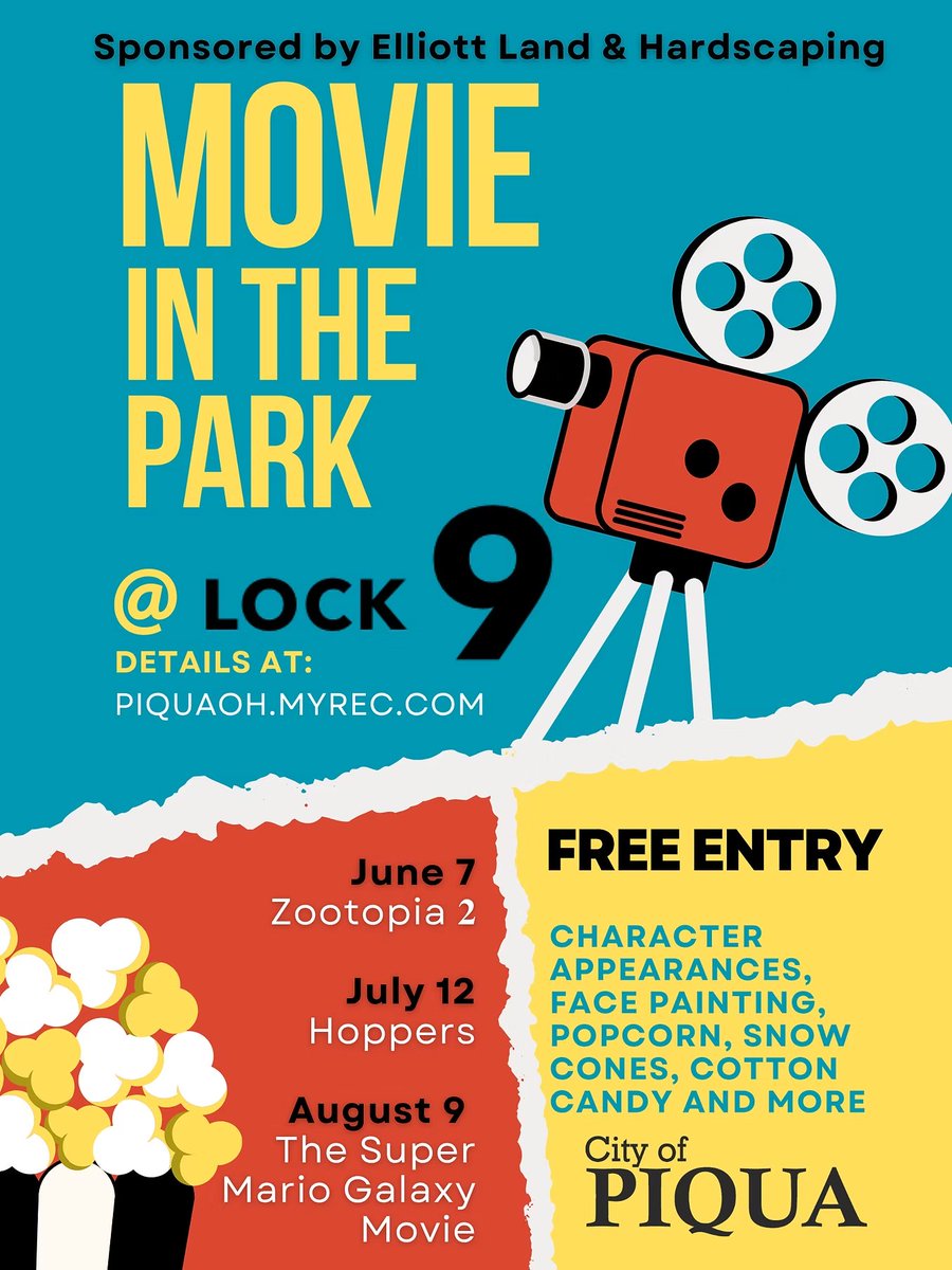 MyMiamiCounty's tweet photo. City of Piqua Announces 2026 Movie in the Park Series
https://t.co/ZhhXgaScVU https://t.co/yd4Urc3IKf
