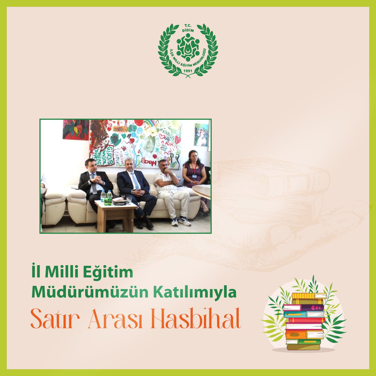 DidimMem's tweet photo. Aydın İl Milli Eğitim Müdürümüz Sayın Mehmet YİĞİT'in katılımlarıyla Satır Arası Hasbihal projesinin 10. kitap, 10. sohbet etkinliği Cumhuriyet İlk/Ortaokulunda gerçekleştirildi...
Ayrıntılar: https://t.co/UZi087yqWF

@tcmeb @Aydin_MEM @mehmetyigitmem @mu_caliskan https://t.co/KttoCd9Tqb