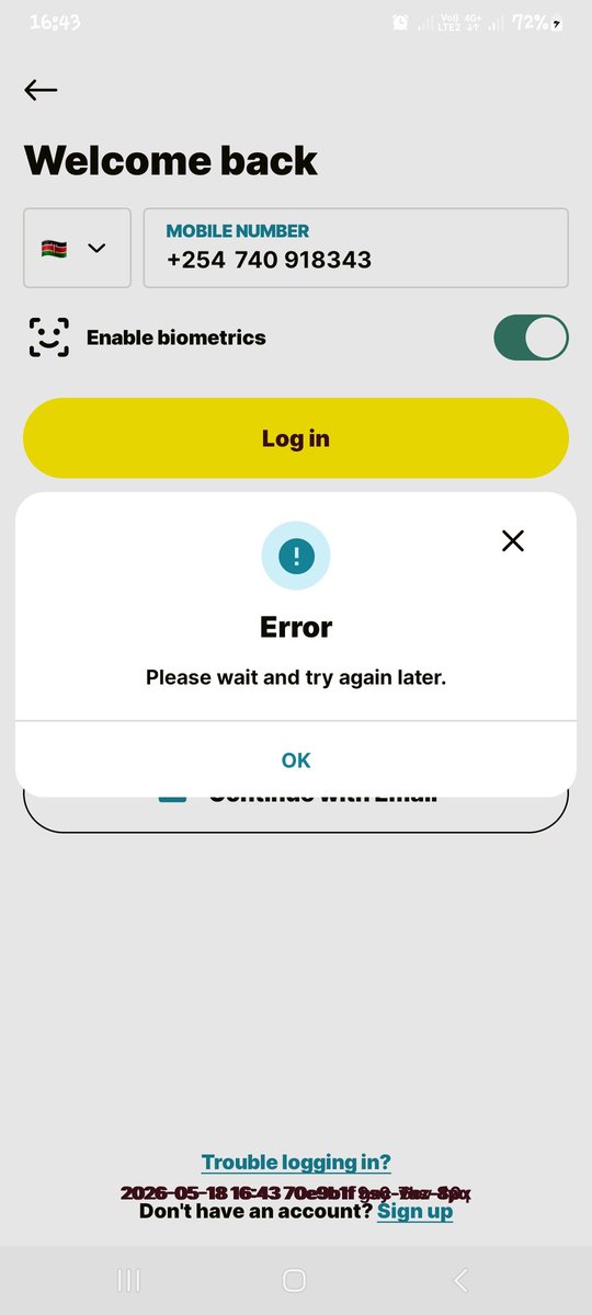 Lothbrok_Rag's tweet photo. @sendwaveapp can someone tell me why I keep getting this when logging in. @MutuaAbel @crazy_kennar I have beeb on DM since morning and not getting help. https://t.co/MqxCd6ICgM