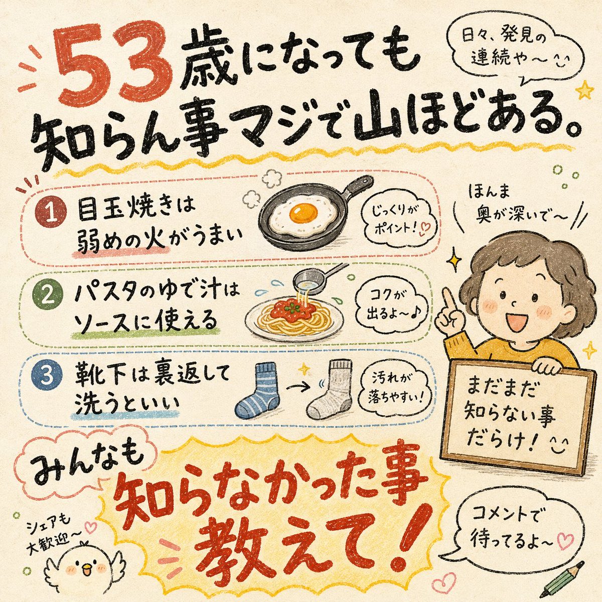 53歳になっても、知らん事ってマジで山ほどあるんよ。 目玉焼きは強火