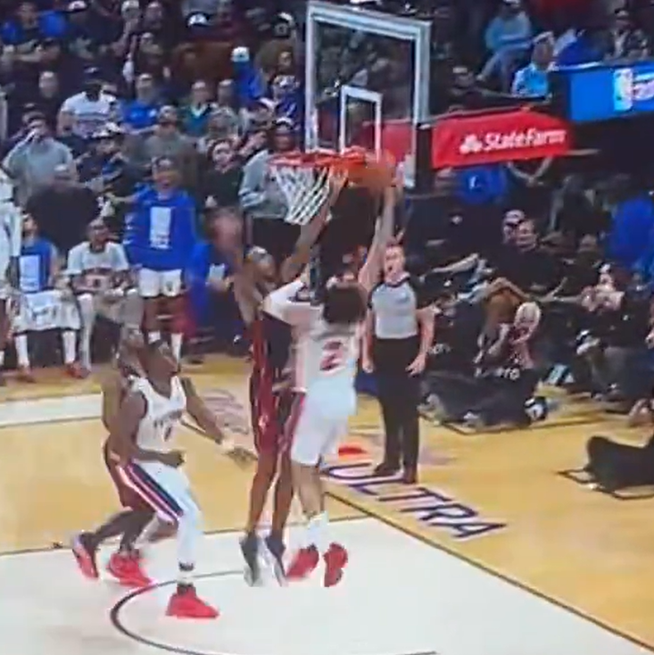 Riley_MD's tweet photo. @Yungkeem4987 @imderekwalter @dionxys @BadSportsRefs This is your example??  Cade leads into Mobley with his left arm (offensive foul) and then at the other end Lavert reaches in on Harden (defensive foul).  That's two Pistons fouls with only one called against them.  

Try some objectivity.  The better team won. https://t.co/Urd1f5dF3D
