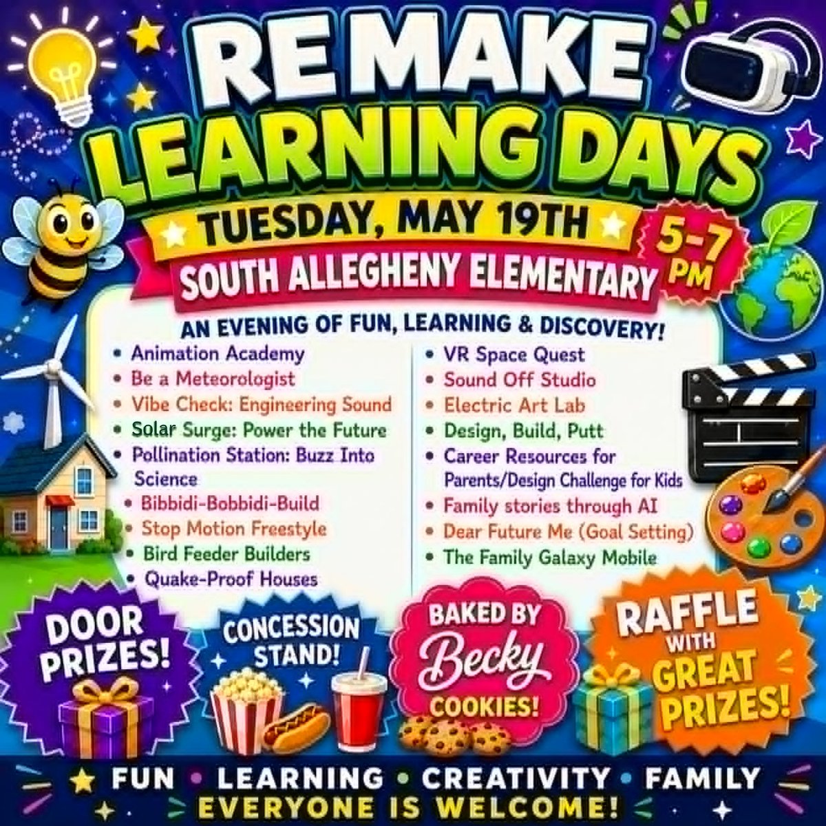 southallegheny's tweet photo. 🌟🎉SA @remakelearning Days! 💙💛 📍SAE: May 19 | 5–7 PM
VR, animation, meteorology, electric art, engineering &amp; more! 
📍MS/HS: May 20 | 5–7 PM Flight simulators, podcasts, CMU robot dogs, career talks. HUGE giveaways including drone, TV &amp; more!  FREE family fun! #RemakeLearning https://t.co/edpYJDLqYD