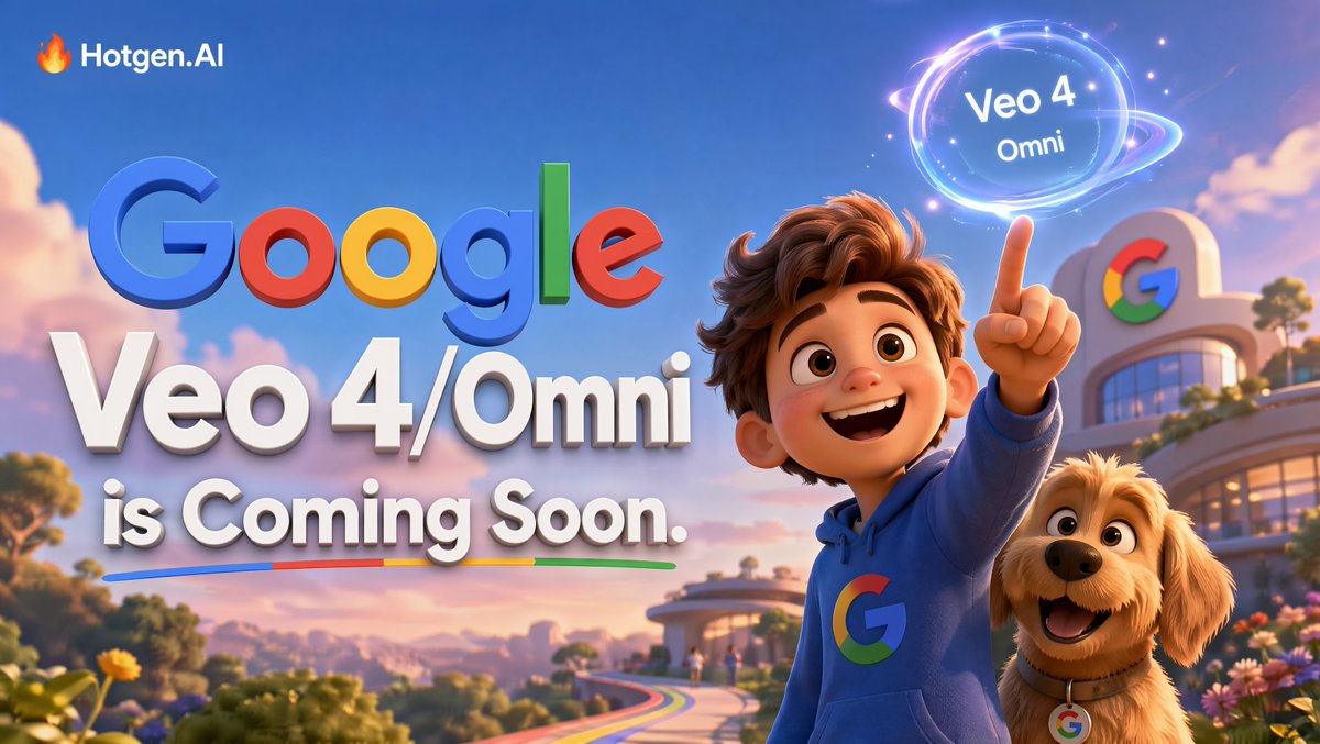HotgenAI's tweet photo. 🚀The World-Class "Google Veo 4/Omni" is Coming Soon to HotgenAI! 🚀

The future of video generation is about to unfold. We are thrilled to announce that Google’s latest and most powerful video model, "Google Veo 4/Omni," is officially arriving on HotgenAI! ✨

Experience unmatched details, breathtaking realism, and next-level cinematic expression very soon. 🎞️ 

🎁 Stay Tuned for Updates & Exclusive Discounts!
Get ready for the next generation of visual creation.

#HotgenAI #GoogleVeo4 #Veo4 #AIVideo #VideoCreation #NewModel #ComingSoon #AIArt