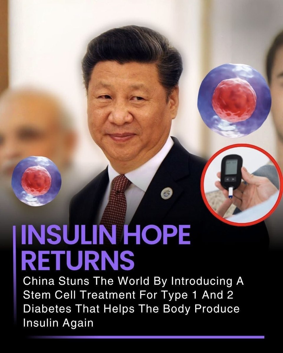 scitechgirl's tweet photo. 🚨 SCIENTISTS MAY HAVE JUST CHANGED DIABETES TREATMENT FOREVER 

Researchers in China are testing stem cell therapy that could help the body produce insulin again naturally. In early cases, some diabetes patients gained better blood sugar control and even reduced insulin use under medical supervision. 

The treatment works by replacing damaged insulin-producing cells inside the pancreas. While it’s still in early testing and not a guaranteed cure yet, experts say this could become one of the biggest breakthroughs in diabetes treatment history.

Source: Nature. Stem-cell-derived islet-cell therapy research for diabetes treatment.