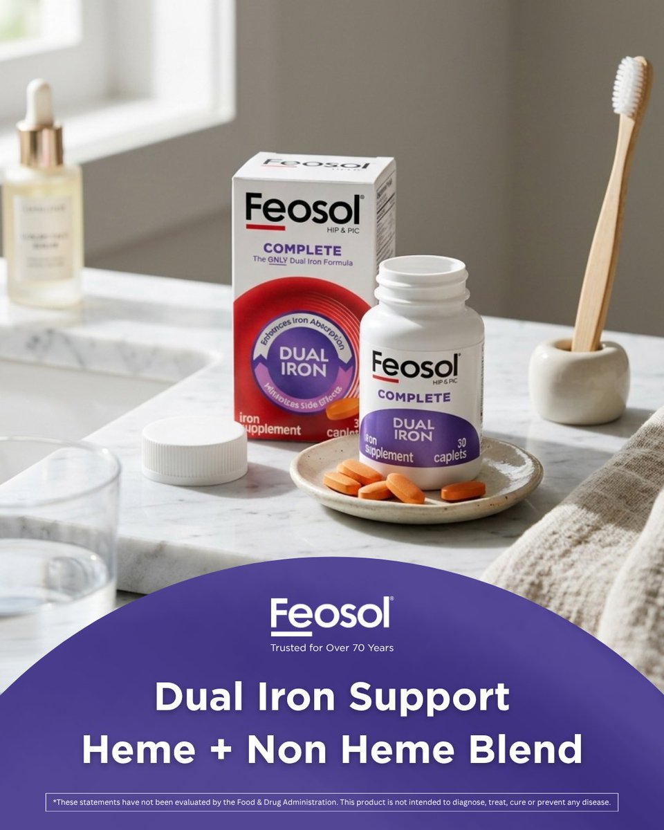 HelloFeosol's tweet photo. Dual iron support that works with your wellness routine 💜
Feosol® Complete features a heme + non-heme iron blend for daily support.

#Feosol #IronSupport #Wellness https://t.co/52wl7w1xvt