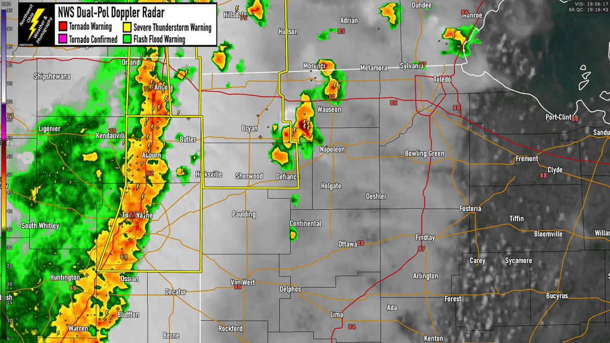 Line of severe thunderstorms moving east into Williams and