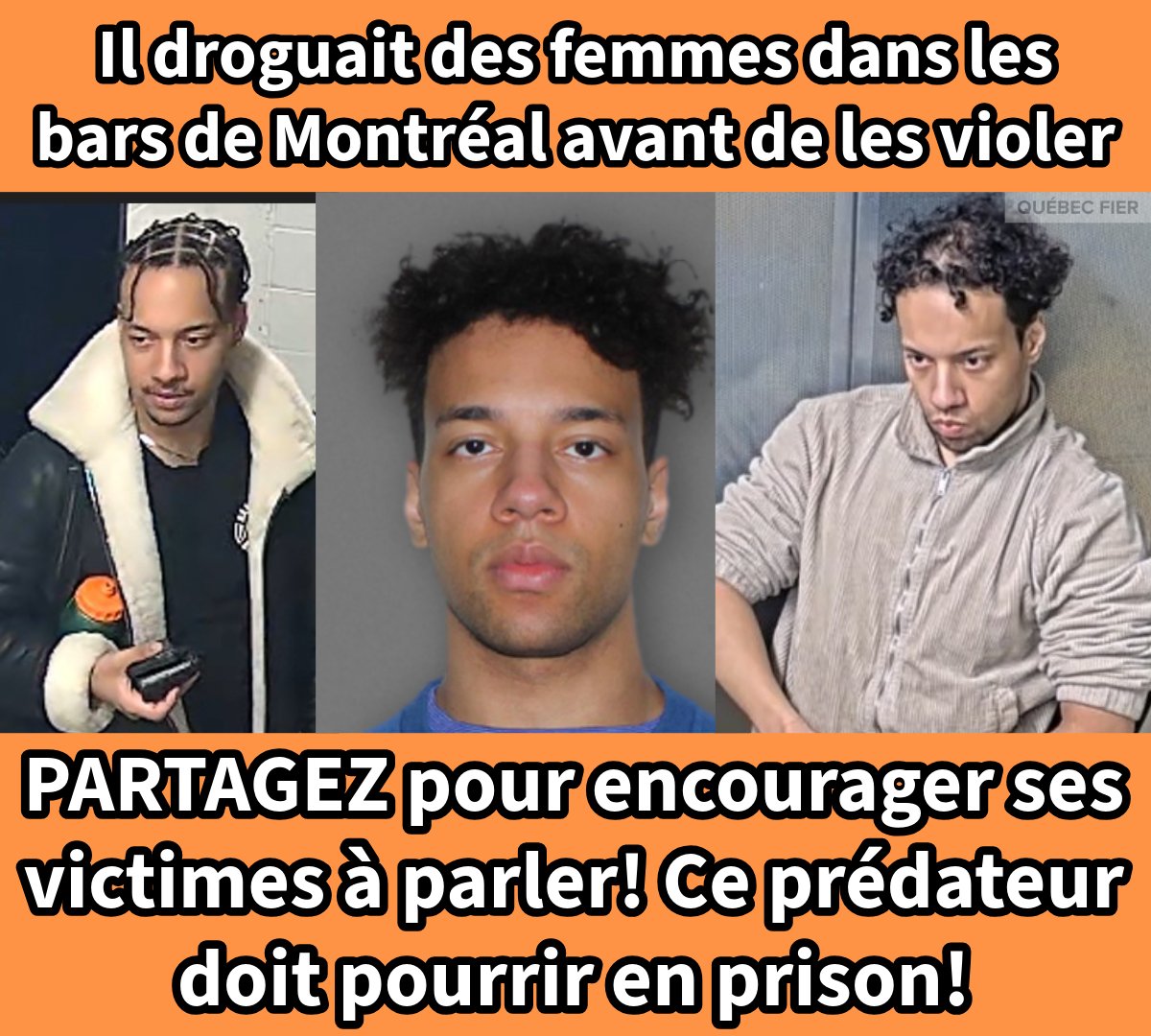 QuebecFier's tweet photo. 🚨 MONTRÉAL : LE SPVM RECHERCHE D’AUTRES VICTIMES POTENTIELLES 🚨

Le SPVM a arrêté Jean-Philippe Oubda, 29 ans, accusé d’avoir agressé plusieurs femmes entre août 2025 et janvier 2026 après les avoir approchées dans des bars montréalais. Il aurait drogué et victimisé au moins 4 femmes. Les policiers croient qu’il pourrait y avoir d’autres victimes.

Homme de 29 ans à la peau foncée, Jean-Philippe Oubda, s’exprimait en français avec les victimes. Il mesure 1,71 m (5 pieds 7) et pèse environ 65 kg (143 livres). Il a les yeux et les cheveux bruns.

Toute personne ayant de l’information est invitée à contacter le 911, le SPVM au 514 280-8502 ou Info-Crime Montréal au 514 393-1133.

#Montréal #SPVM