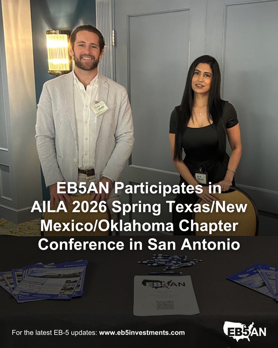 EB5AN's tweet photo. EB5AN joined the AILA 2026 conference in San Antonio to discuss trends in employment-based immigration, including EB-1, NIW, and EB-5 strategies. 🇺🇸

Read more 👉 https://t.co/PnulXeYNLs

#EB5 #AILA #USImmigration #GreenCard https://t.co/0MwCnubHwL