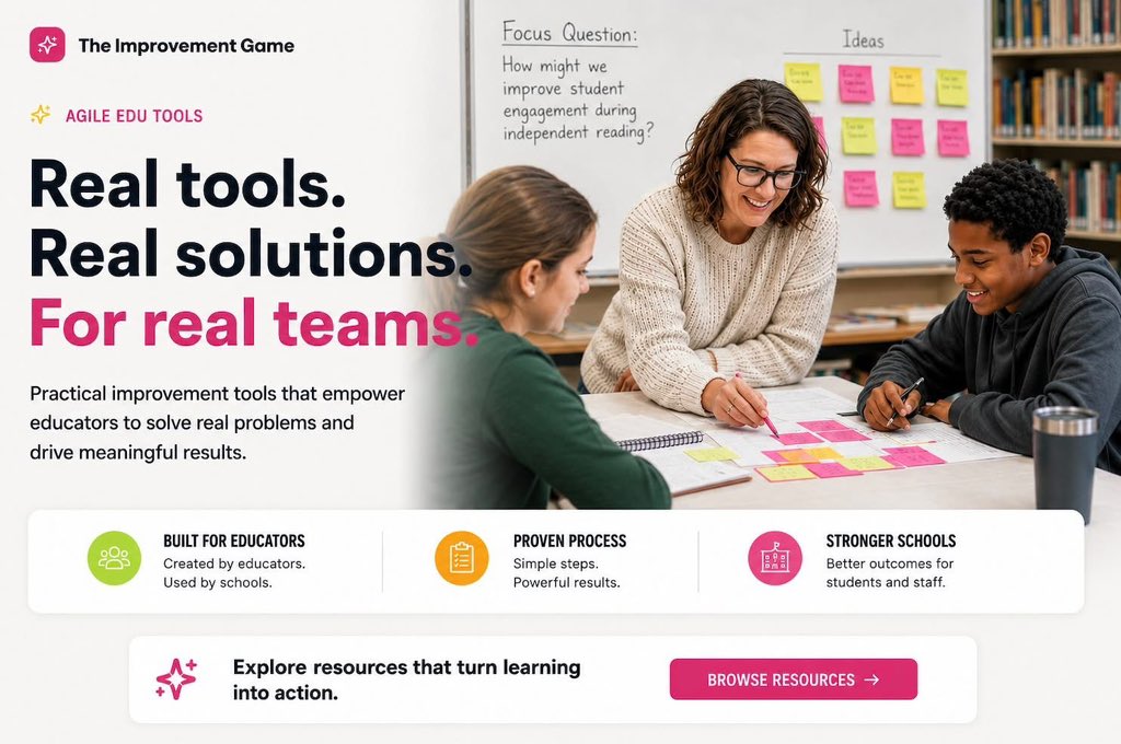 mrswilliams21c's tweet photo. Check it out! Free resource hub designed for educators, instructional coaches, school leaders, and collaborative teams who want to create more meaningful, engaging, and authentic learning experiences for students. Built by educators for educators, it provides practical tools, protocols, templates, and strategies grounded in Agile practices, authentic learning, collaboration, and continuous improvement. https://t.co/EVRLOnjXRg