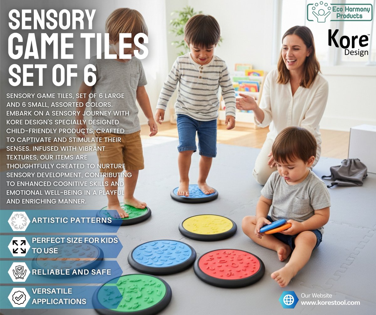 KOREstoolDesign's tweet photo. Step, balance &amp; play with Kore Design™ Sensory Game Tiles! 🌈 Available in Classic or Pastels – each set includes 6 Large + 6 Small Tiles (12 total). Perfect for classrooms, therapy, or home play! Wheretobuy:https://t.co/J53OUu572a on YouTube: https://t.co/oZ3UwM4gis https://t.co/5Mz2yrOwPk
