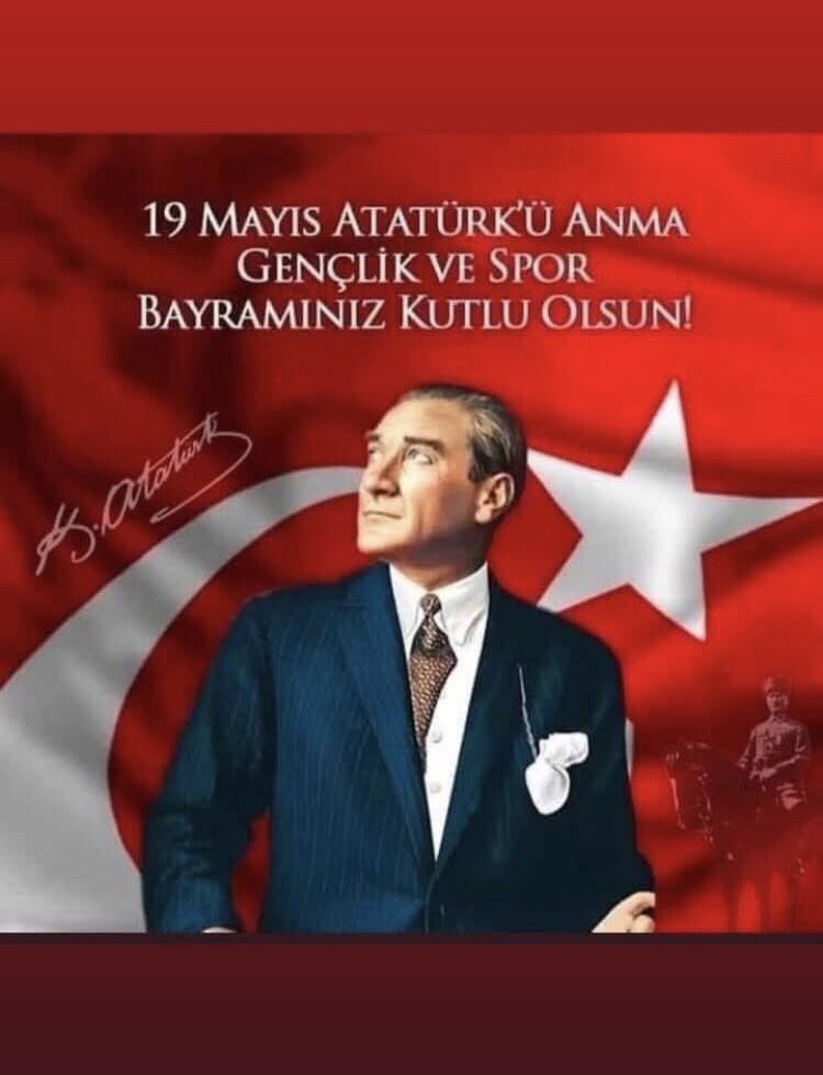 MusulRamazan's tweet photo. 19 Mayıs Atatürk’ü Anma Gençlik ve Spor Bayramımız Kutlu Olsun 🇹🇷🇹🇷🇹🇷

#19Mayıs 
#Atatürk https://t.co/o5qeL1IF5Y