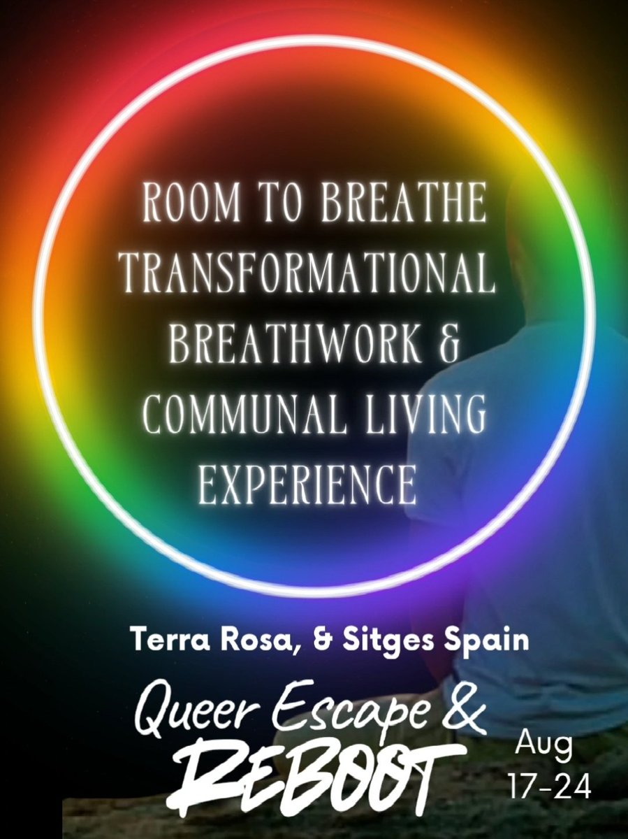 ChadPutman1's tweet photo. Can you see yourself in Spain, this August, expanding your experience, utilizing breathwork and cultivating new opportunities in your life? Have you ever considered queer communal living on the Mediterranean coast? Queer Escape &amp; Reboot is calling you... https://t.co/VG7NwwTuby https://t.co/E0RLhABqTW