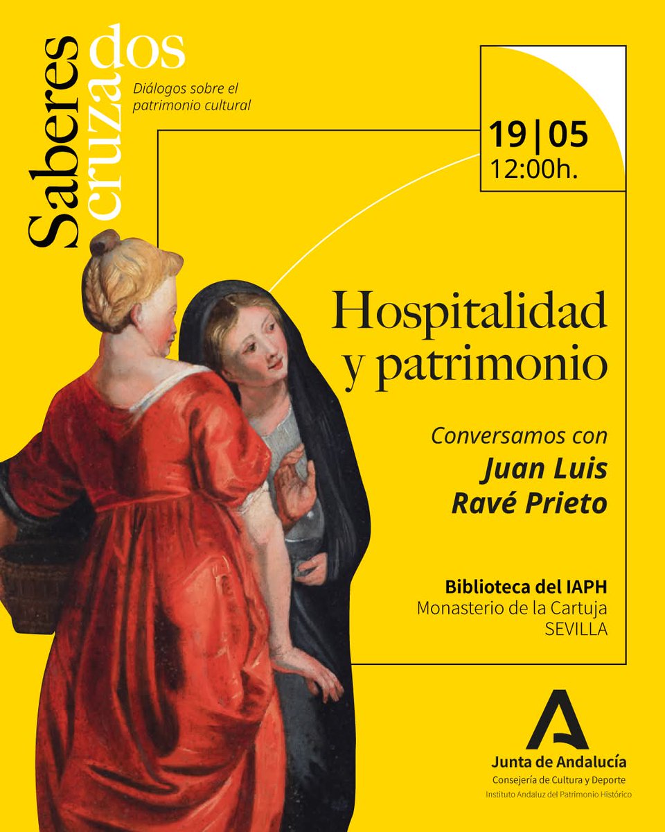 ArchiveAndo2026's tweet photo. HOSPITALIDAD Y PATRIMONIO.
Conversamos con Juan Luis Ravé Prieto.

Biblioteca del IAHP. Monasterio de la Cartuja (Sevilla).
19 de mayo de 2026, 12.00 horas.

Ciclo: Saberes cruzados. Diálogos sobre el patrimonio cultural. (1/2) https://t.co/E4JSJIJJ3F