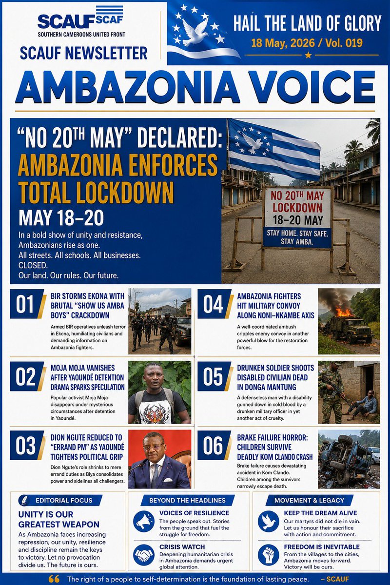 SCAUF2025's tweet photo. Today's Ambazonia Voice edition is here: A SCAUF PUBLICATION https://t.co/9cWiPH2p0z
