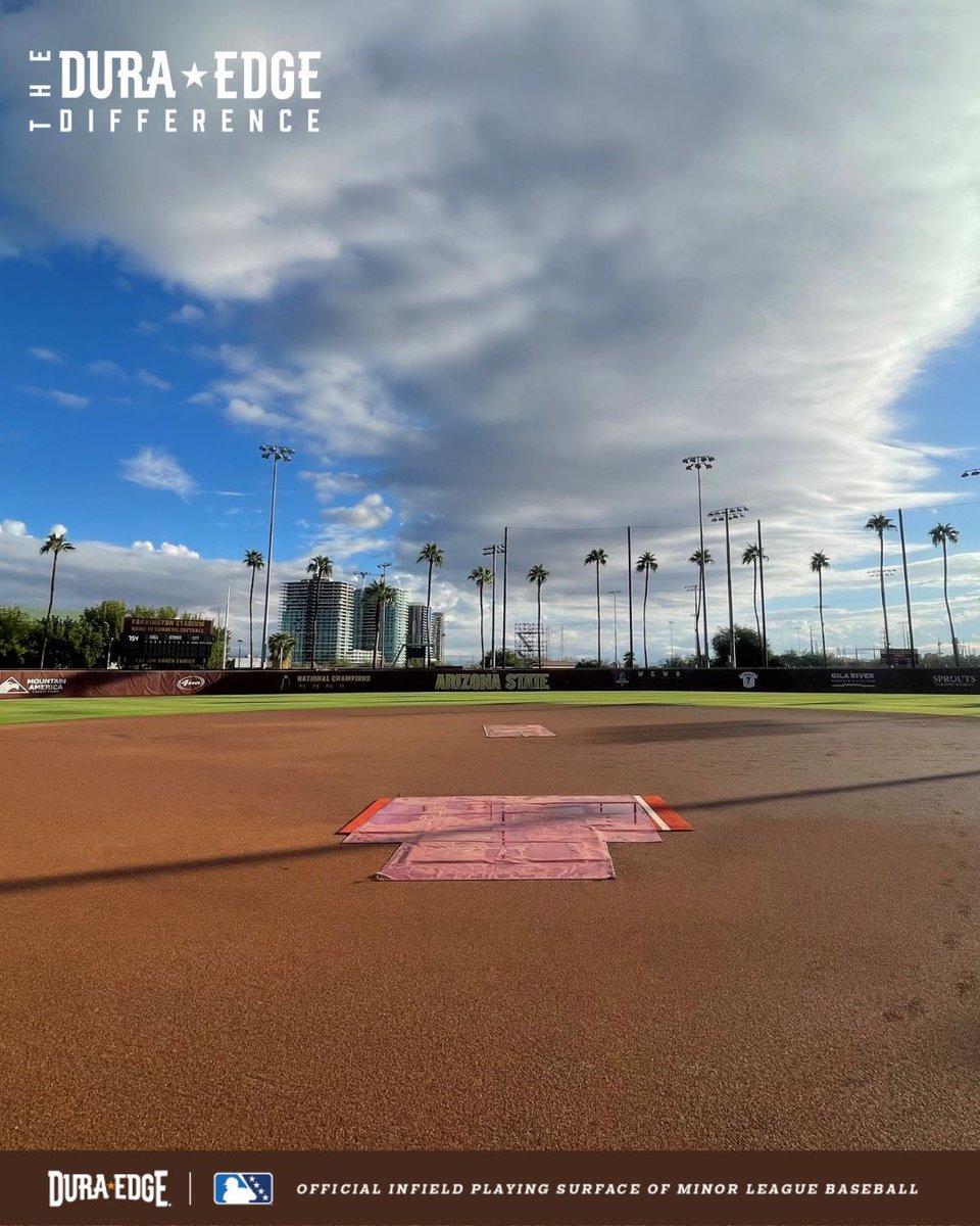 DuraEdge's tweet photo. What if 2.5 inches of rain did not cancel practice? At Arizona State University, that is now the reality. Groundskeeper Leah Withrow says their DuraEdge field has them back on the dirt in less than 24 hours after heavy rain.

#BaseballField #Groundskeeper #SportsTurf #Groundskeeping
