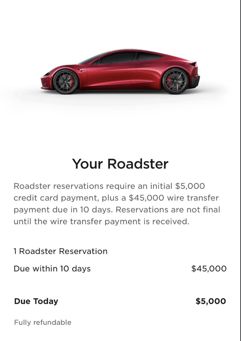 elkelk's tweet photo. SOURCES: Elon is waiting for the statute of limitations to hit for Tesla Roadster deposits to avoid refunding $50,000 deposits and giving out the free referral cars. https://t.co/AmxnNCBgAv