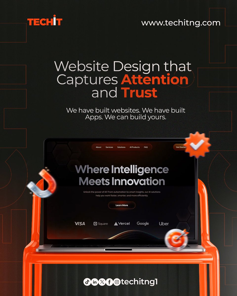 techitng1's tweet photo. Your website has 3 seconds to earn trust before a visitor leaves. 

Is yours making those 3 seconds count?

TECHiT builds websites that capture 
attention and convert visitors into clients. 

Let’s talk:

🌐 https://t.co/9hKT0cOLco
📩 info@techitng.com https://t.co/3zVMRJfTGu